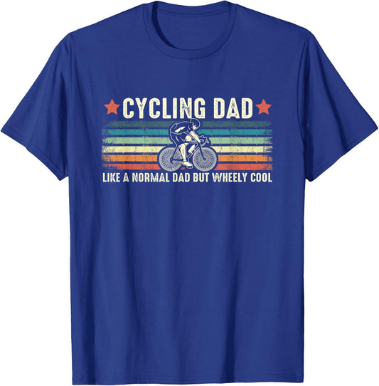 Cycling Dad Wheely Cool Funny Vintage Bike Rider Cyclist Pun T-Shirt - T-Shirt | Royal