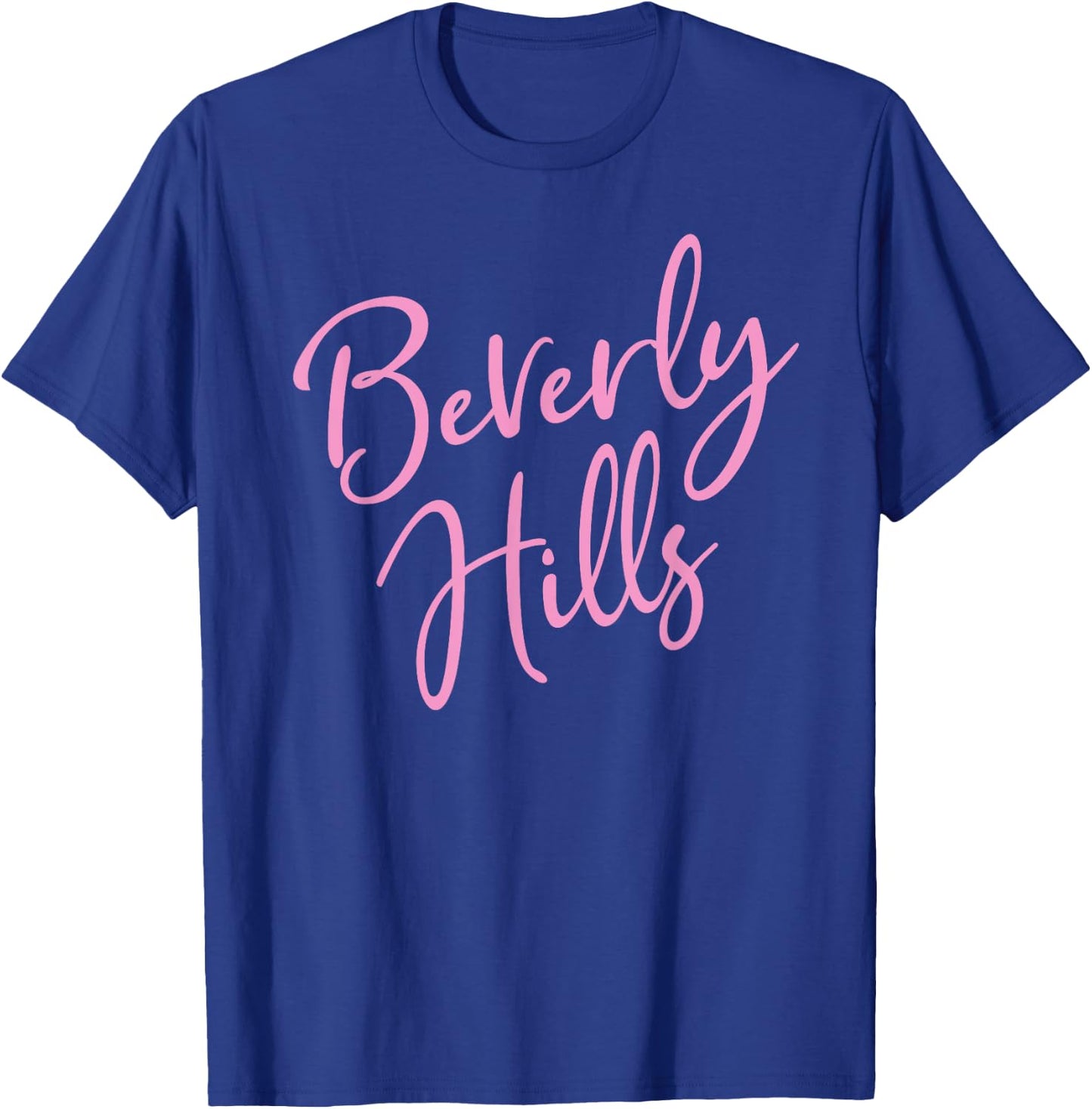 Beverly Hills Script Text Pink Print T-Shirt - T-Shirt | Royal