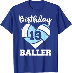 13th Birthday Baller Funny 13 Year Old Volleyball T-Shirt - T-Shirt | Royal