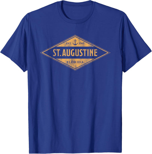 St. Augustine Florida Souvenir Vacation Vintage Badge T-Shirt - T-Shirt | Royal