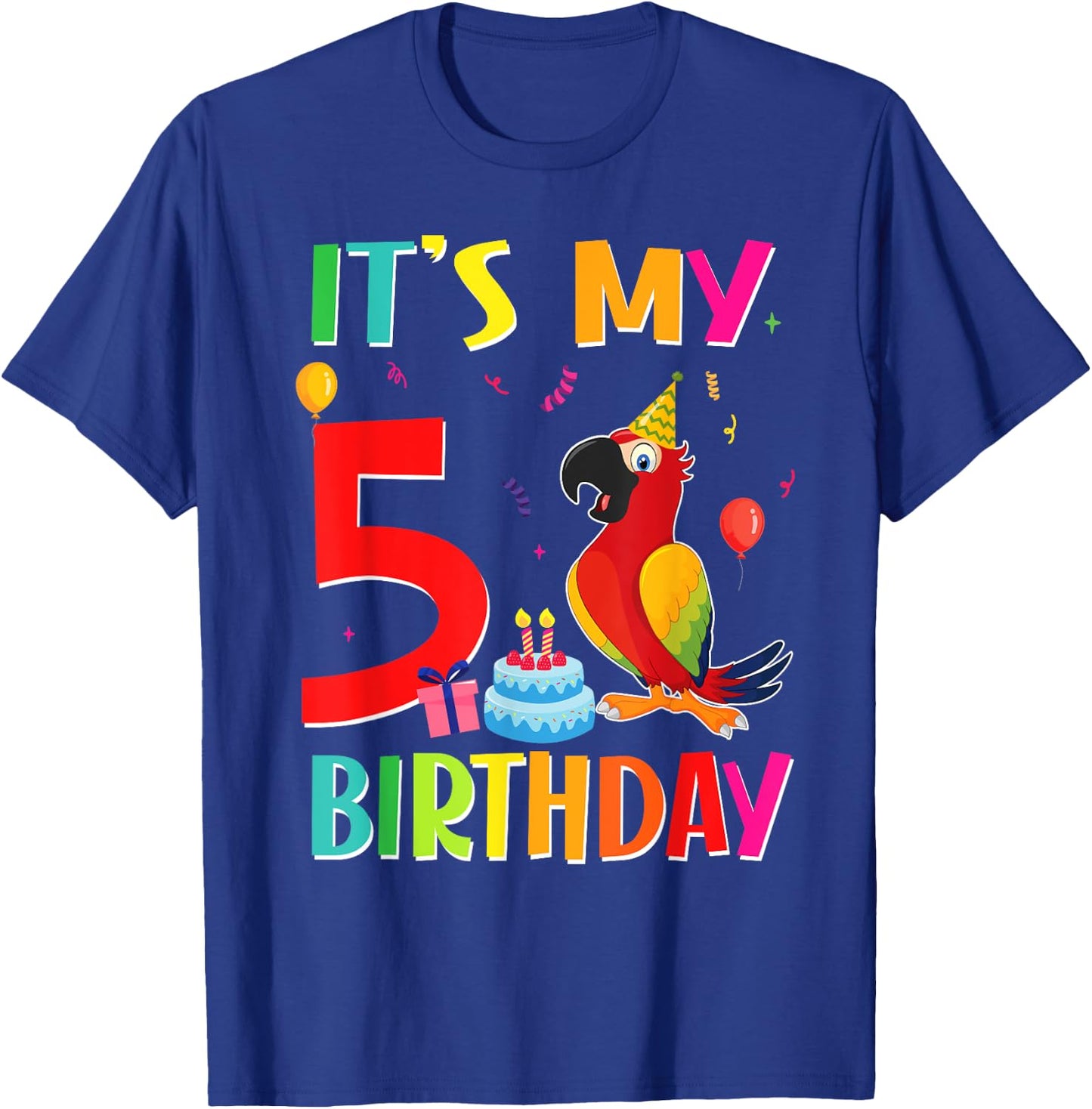 Its My 5th Birthday Parrot Bird Lover 5 Years Old T-Shirt - T-Shirt | Royal