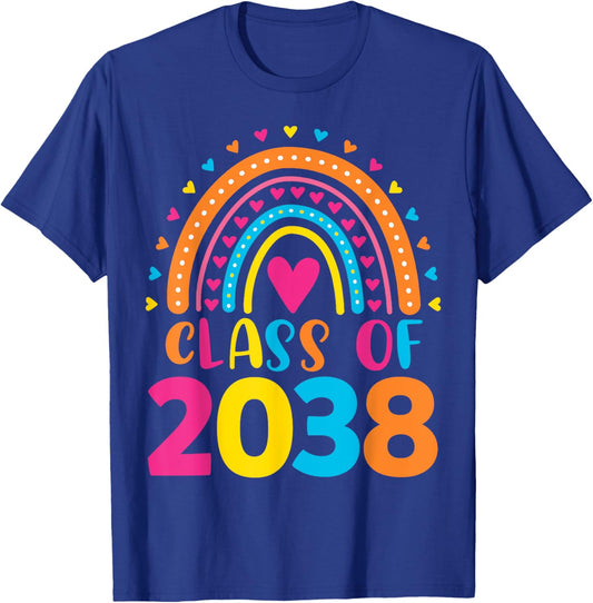 Kindergarten Class of 2038 First Day School Rainbow Girls T-Shirt - T-Shirt | Royal