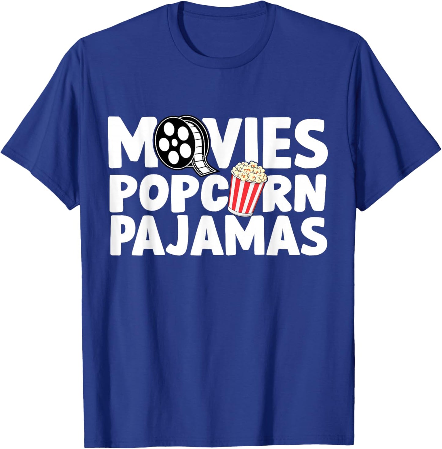 Movies Popcorn And Pajamas Popcorn Movie Night T-Shirt - T-Shirt | Royal