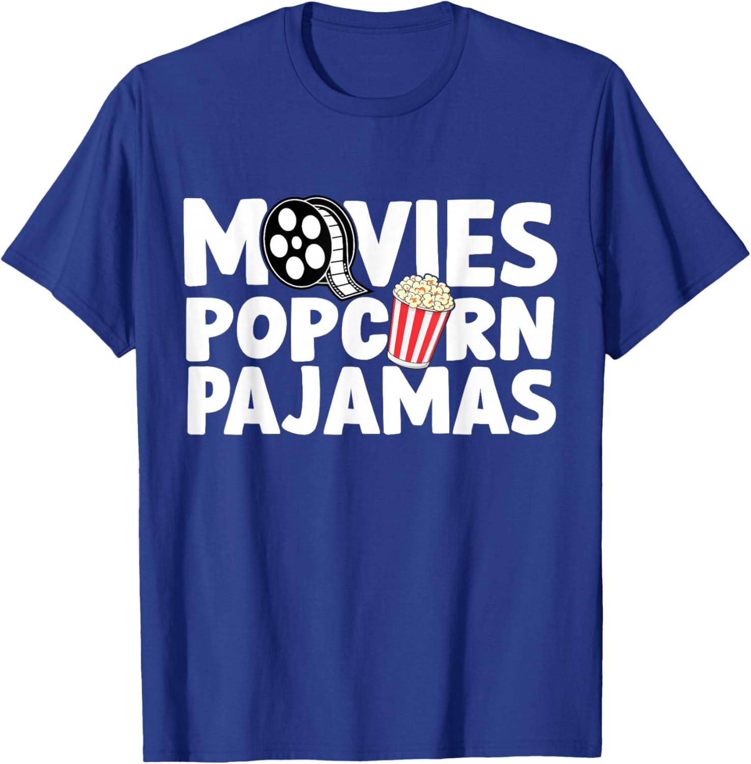 Movies Popcorn And Pajamas Popcorn Movie Night T-Shirt - T-Shirt | Royal