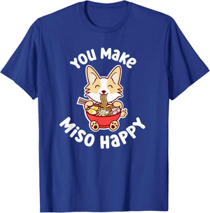 You Make Miso Happy Funny Corgi Dog Ramen Noodle Kawaii Pun T-Shirt - T-Shirt | Royal