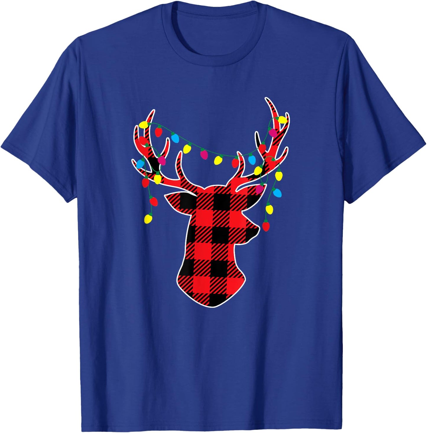 Red Black Buffalo Plaid Deer Women Men Kids T-Shirt - T-Shirt | Royal
