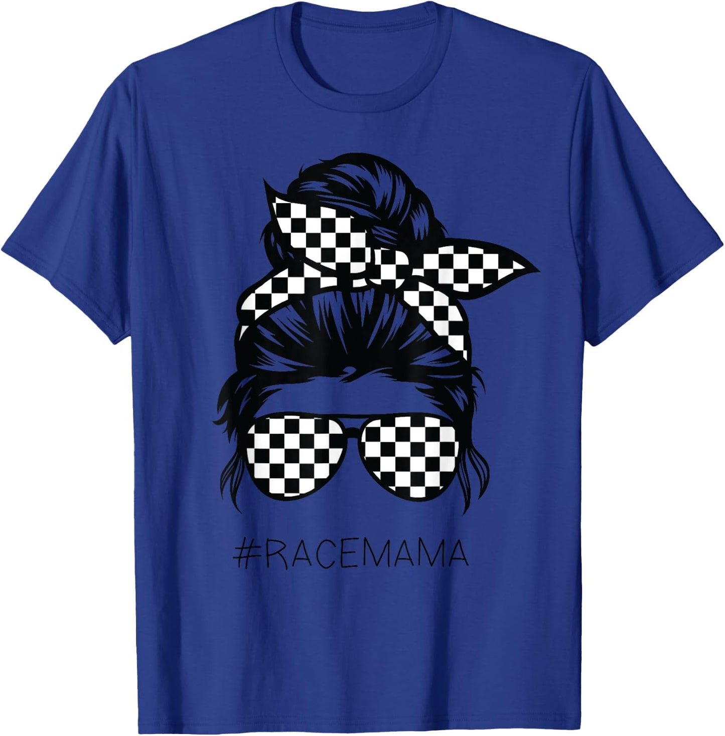 Racing mom Messy Bun Racer Race Mother's Day T-Shirt - T-Shirt | Royal