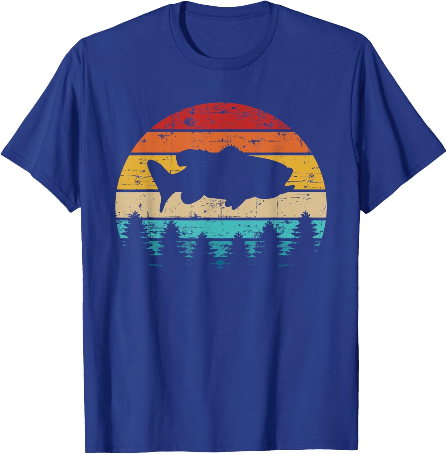 Bass Fishing fish vintage retro T-Shirt - T-Shirt | Royal