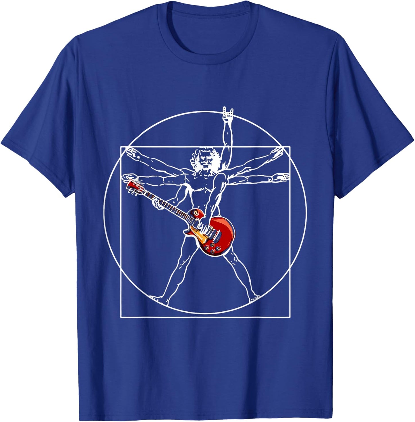 Electric guitar guitarist as Vitruvian man T-Shirt - T-Shirt | Royal