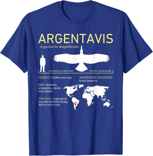Argentavis Extinct Prehistoric Giant Flying Bird T-Shirt - T-Shirt | Royal