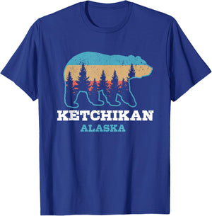 Ketchikan Alaska Vintage Grizzly Bear Nature Souvenir Gift T-Shirt - T-Shirt | Royal