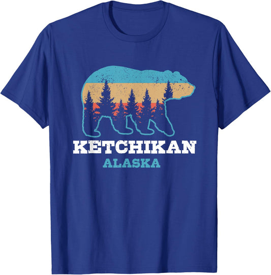 Ketchikan Alaska Vintage Grizzly Bear Nature Souvenir Gift T-Shirt - T-Shirt | Royal
