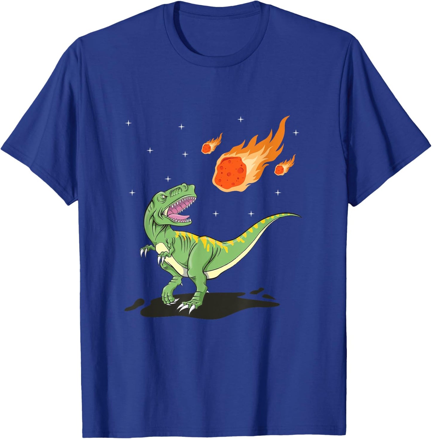 Dinosaur Meteorite Comet Meteor Shower Tyrannosaurus T-Shirt - T-Shirt | Royal