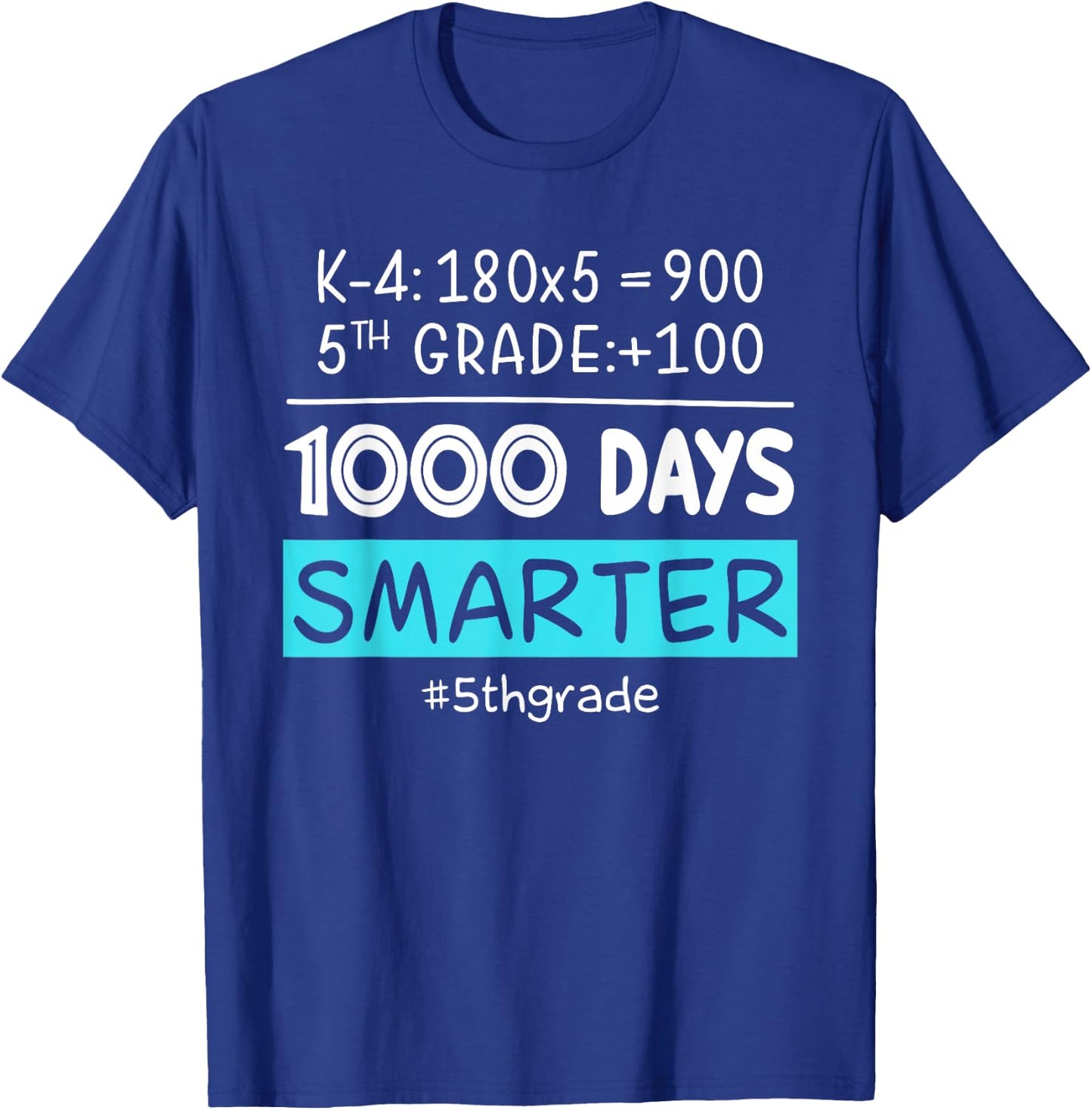 Fifth Grade Teacher 1000 Days Smarter T-Shirt - T-Shirt | Royal