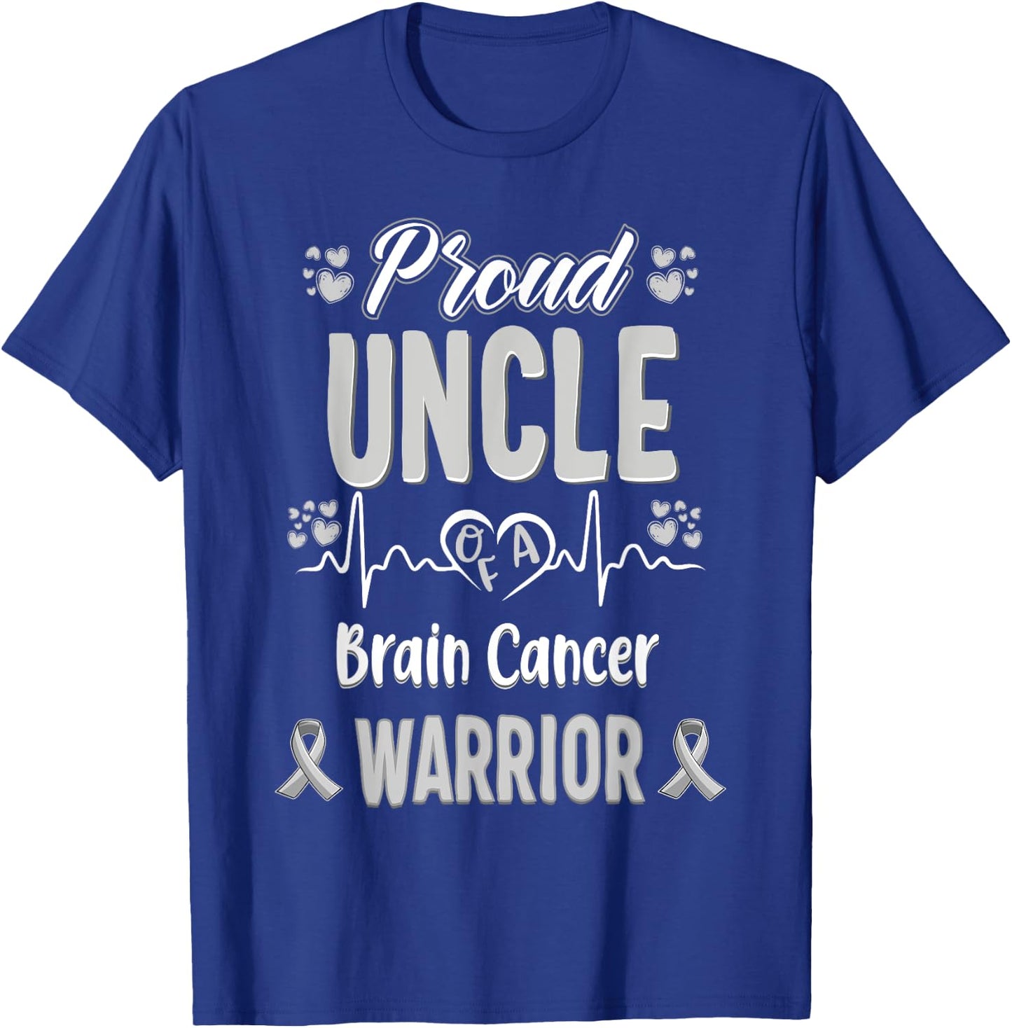 proud Uncle Brain cancer warrior awareness ribbon Grey T-Shirt - T-Shirt | Royal