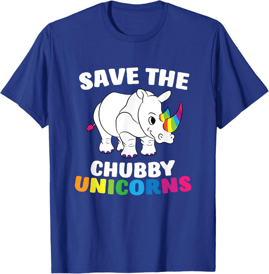 Save The Chubby Unicorns Funny Unicorn Rhino T-Shirt - T-Shirt | Royal
