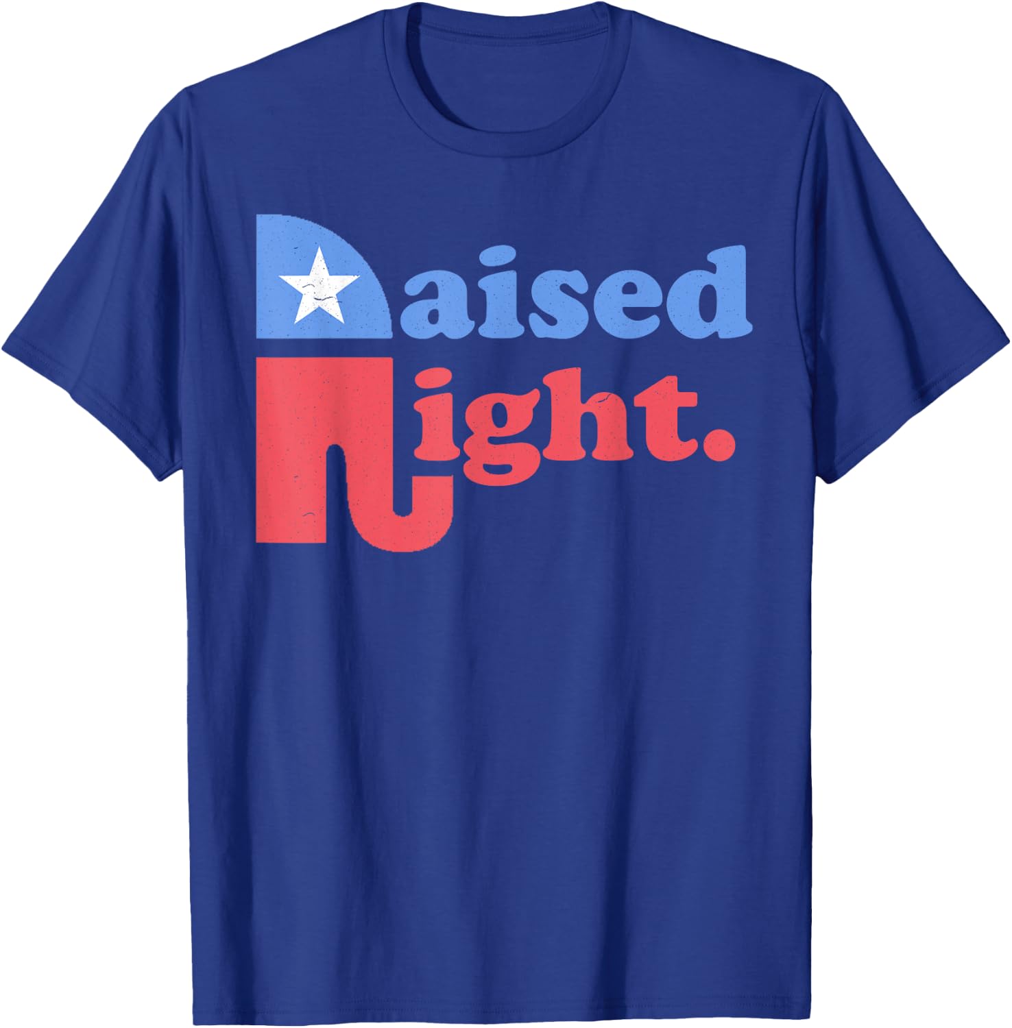 Raised Right Republican Elephant Retro Style Distressed Gift T-Shirt - T-Shirt | Royal