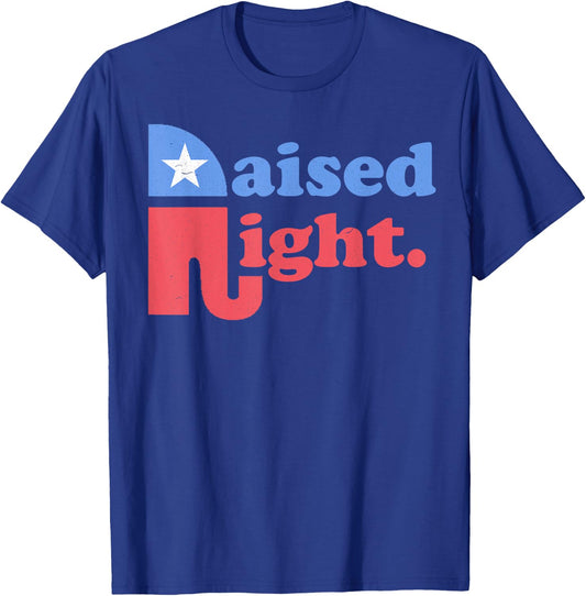 Raised Right Republican Elephant Retro Style Distressed Gift T-Shirt - T-Shirt | Royal