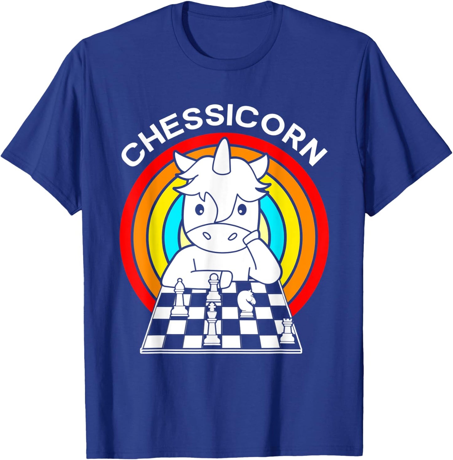 Funny Chess Players Rainbow Unicorn Chess Chessicorn T-Shirt - T-Shirt | Royal
