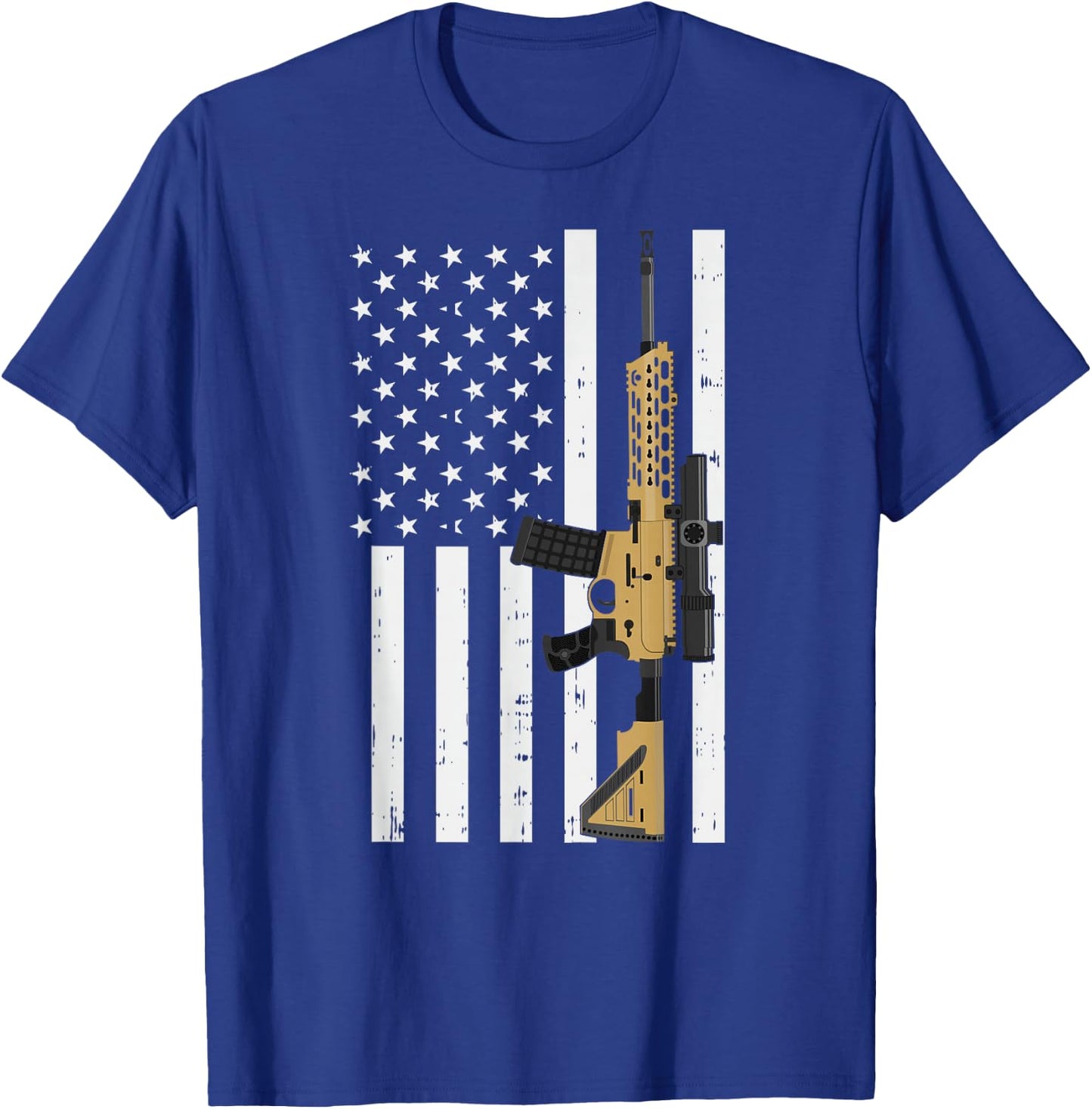 Retro Rifle American Flag - USA Patriotic Gun Lover Gift T-Shirt - T-Shirt | Royal