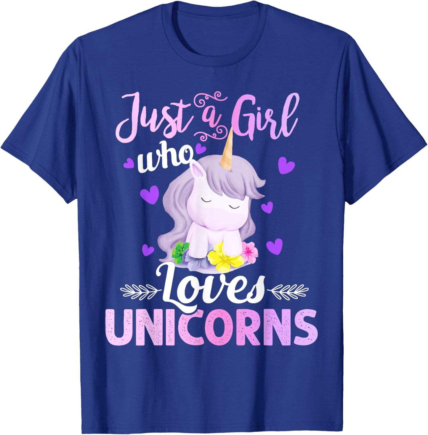 Cute Unicorn Lover Gifts - Just a Girl Who Loves Unicorns T-Shirt - T-Shirt | Royal