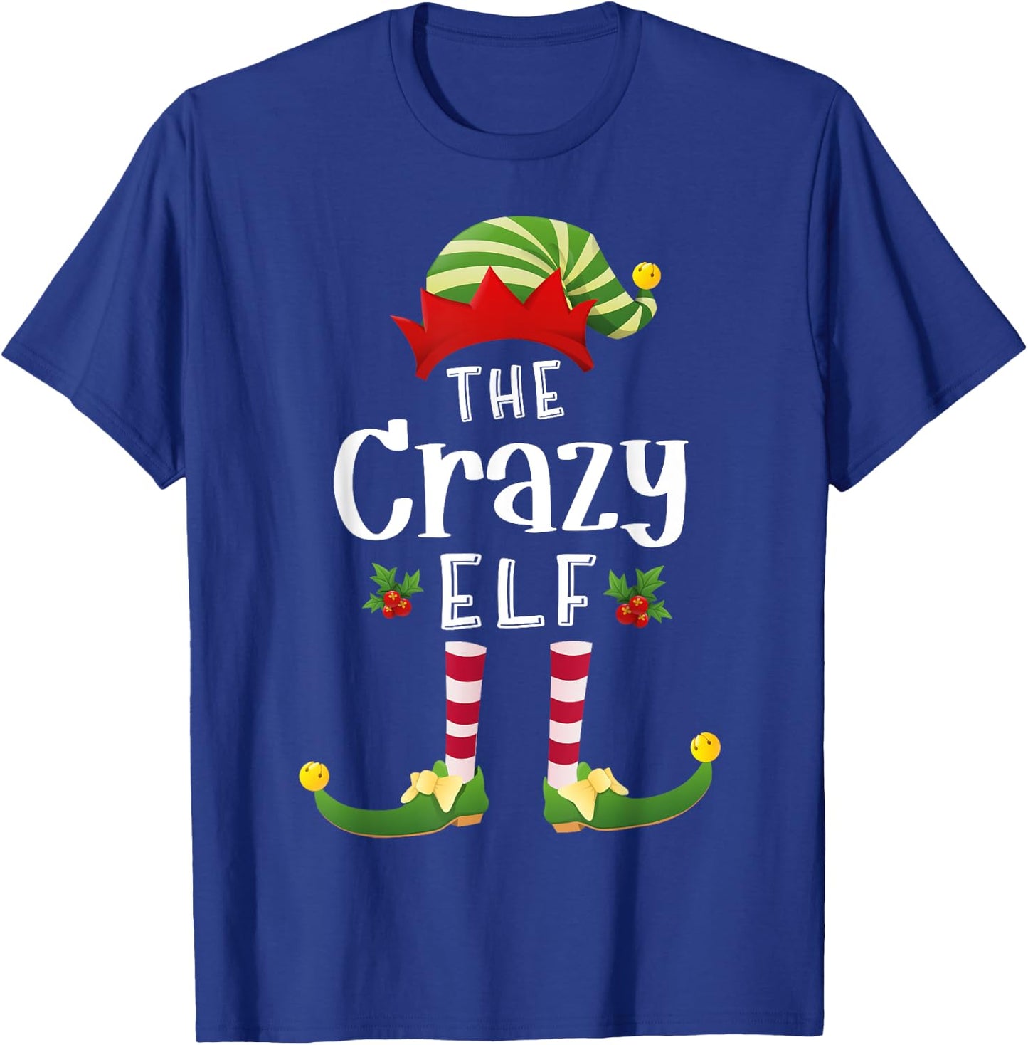 Crazy Christmas Elf Matching Pajama X-Mas Party T-Shirt - T-Shirt | Royal