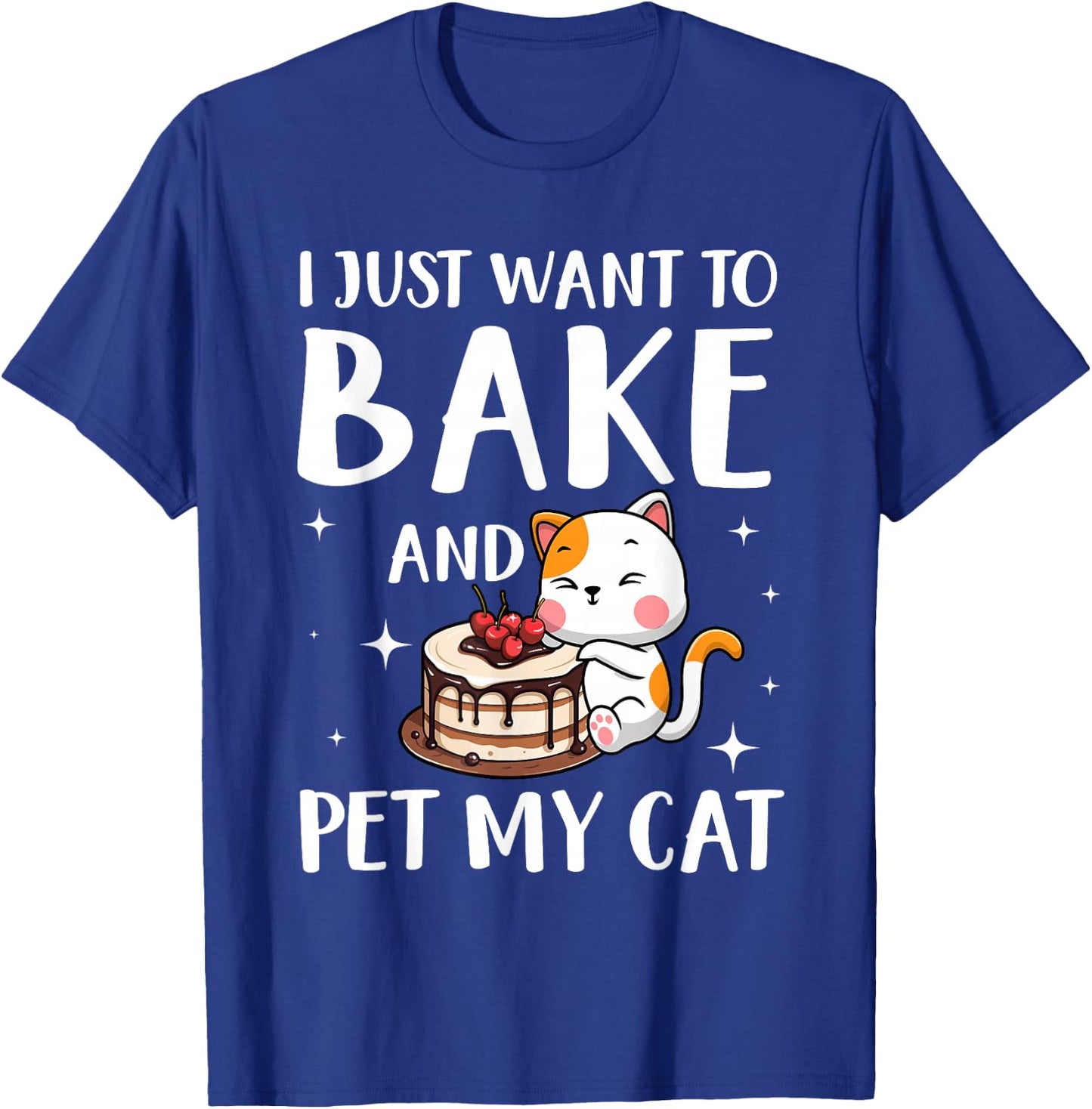 Funny Cat Baking Design Men Women Cake Baker Baking Lover T-Shirt - T-Shirt | Royal