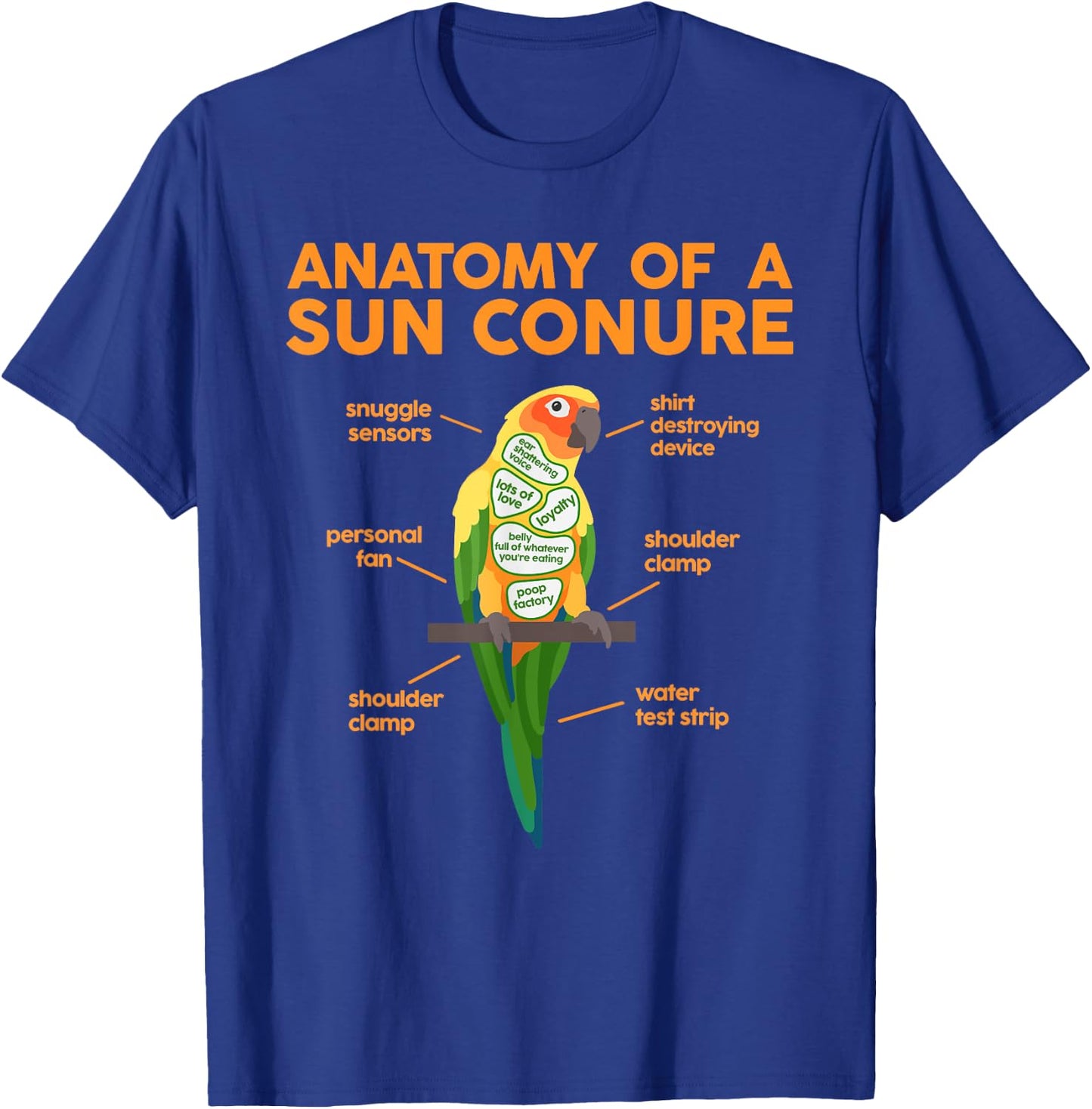 Funny Sun Conure Bird Lover Parrot Animals Pet Owner Gifts T-Shirt - T-Shirt | Royal