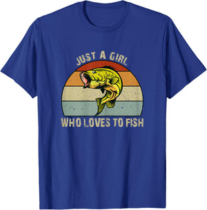Girls Fishing Just a Girl Who Loves to Fish T-Shirt - T-Shirt | Royal