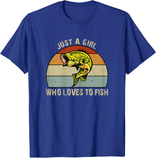 Girls Fishing Just a Girl Who Loves to Fish T-Shirt - T-Shirt | Royal