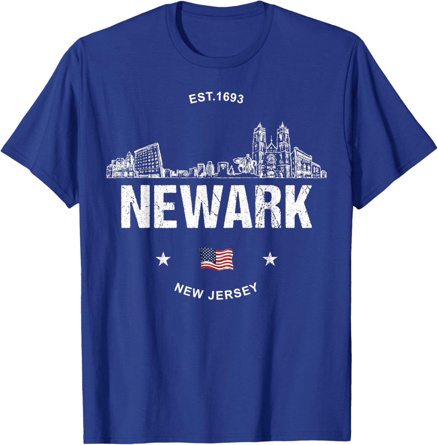 Newark New Jersey Skyline T-Shirt - T-Shirt | Royal