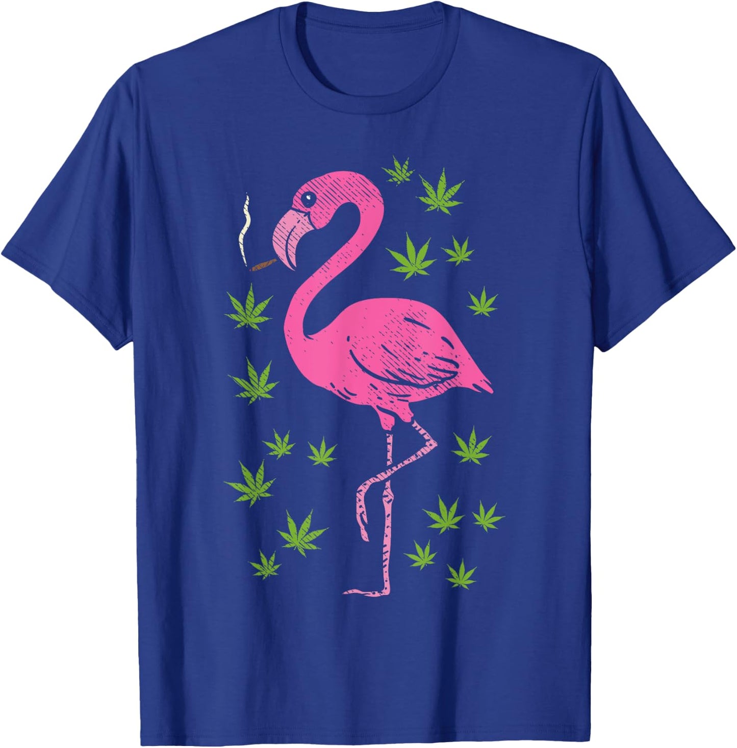 Flamingo Bird Smoking Weed Cannabis Blunt 420 Stoner Gift T-Shirt - T-Shirt | Royal