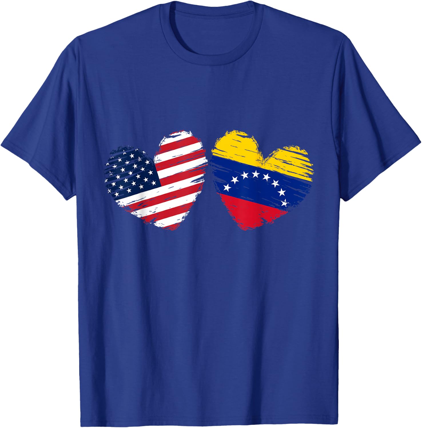 USA Venezuela Flag Heart Valentines Day Venezuelan American T-Shirt - T-Shirt | Royal