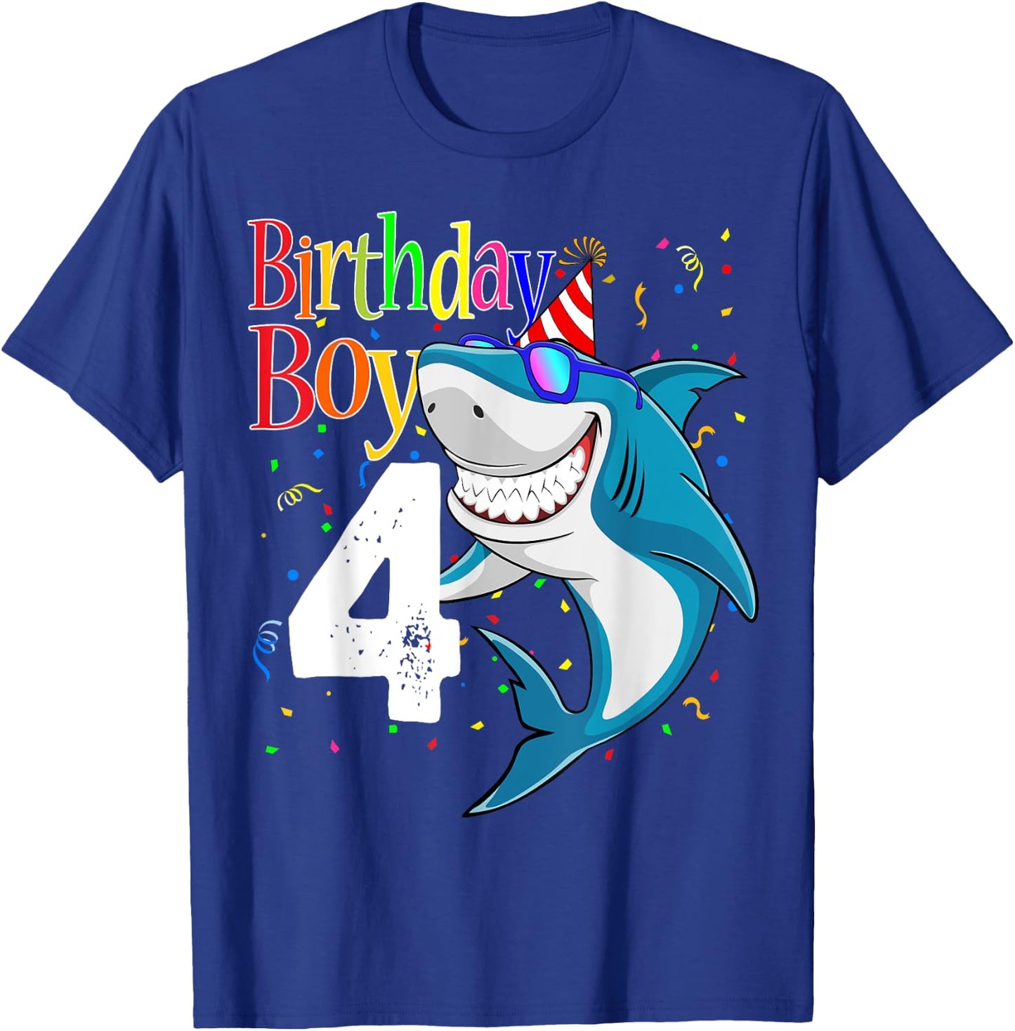 Kids 4th Birthday Boy Shark Shirts 4 Jaw-Some Four Boys T-Shirt - T-Shirt | Royal