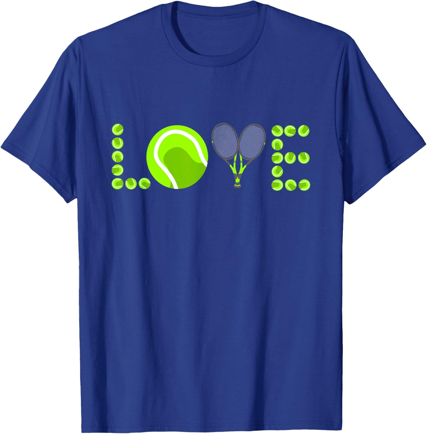 Tennis Graphic Green Player Racket Pattern Love Logo Ball T-Shirt - T-Shirt | Royal