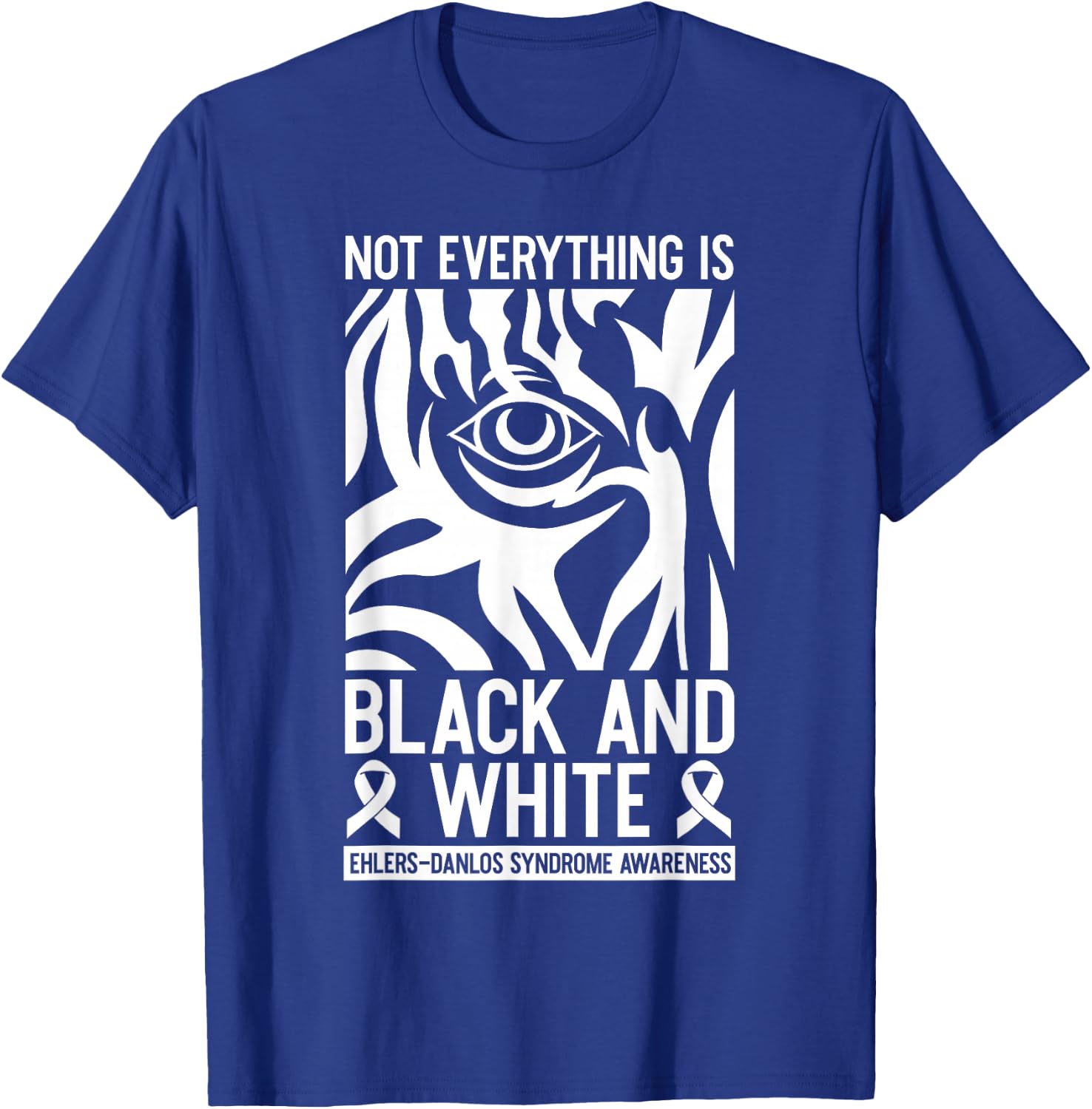 Black And White Ribbon Ehlers Danlos Zebra Rheumatologists T-Shirt - T-Shirt | Royal