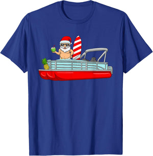 Christmas In July Santa Pontoon Boat Christmas In July T-Shirt - T-Shirt | Royal