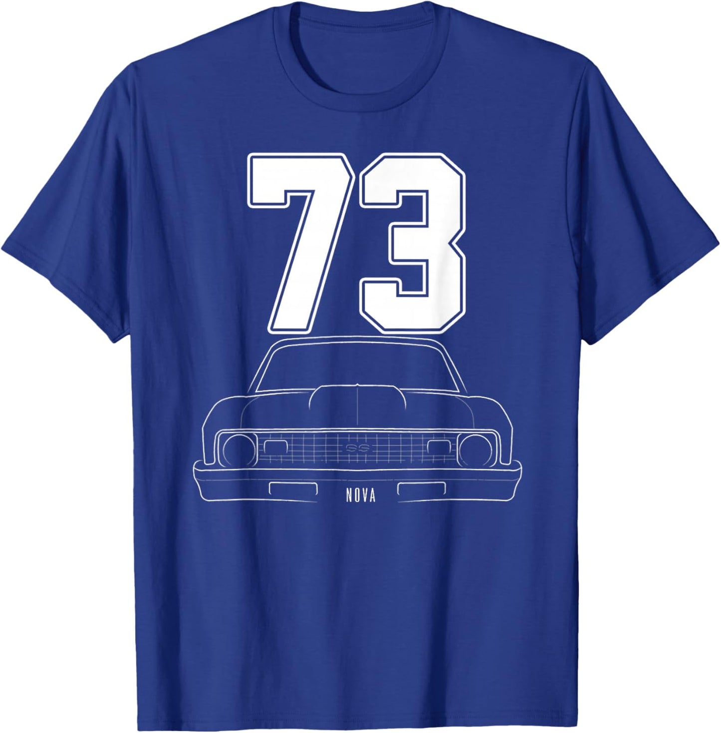 1973 73 Chevys Nova 2 Classic Car Old School Muscle Car T-Shirt - T-Shirt | Royal
