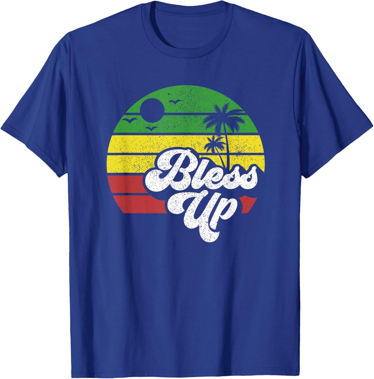 Bless Up Jamaica Rasta Roots Rock Reggae Jamaican Retro Gift T-Shirt - T-Shirt | Royal
