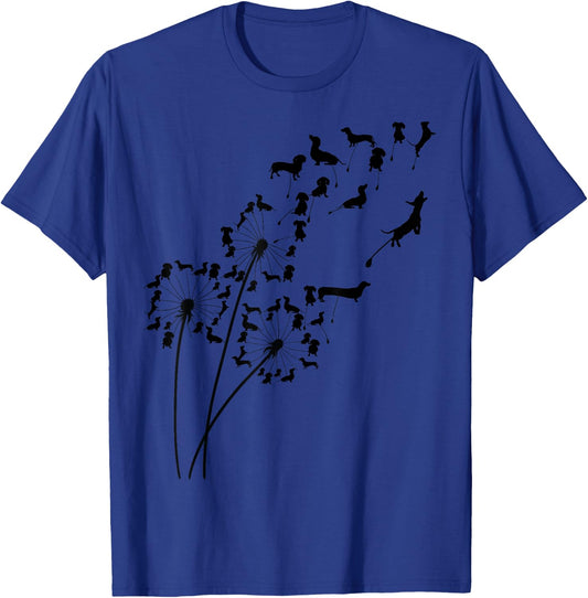 Dandelion DachshundFlower, Floral Dachshund Tree T-Shirt - T-Shirt | Royal