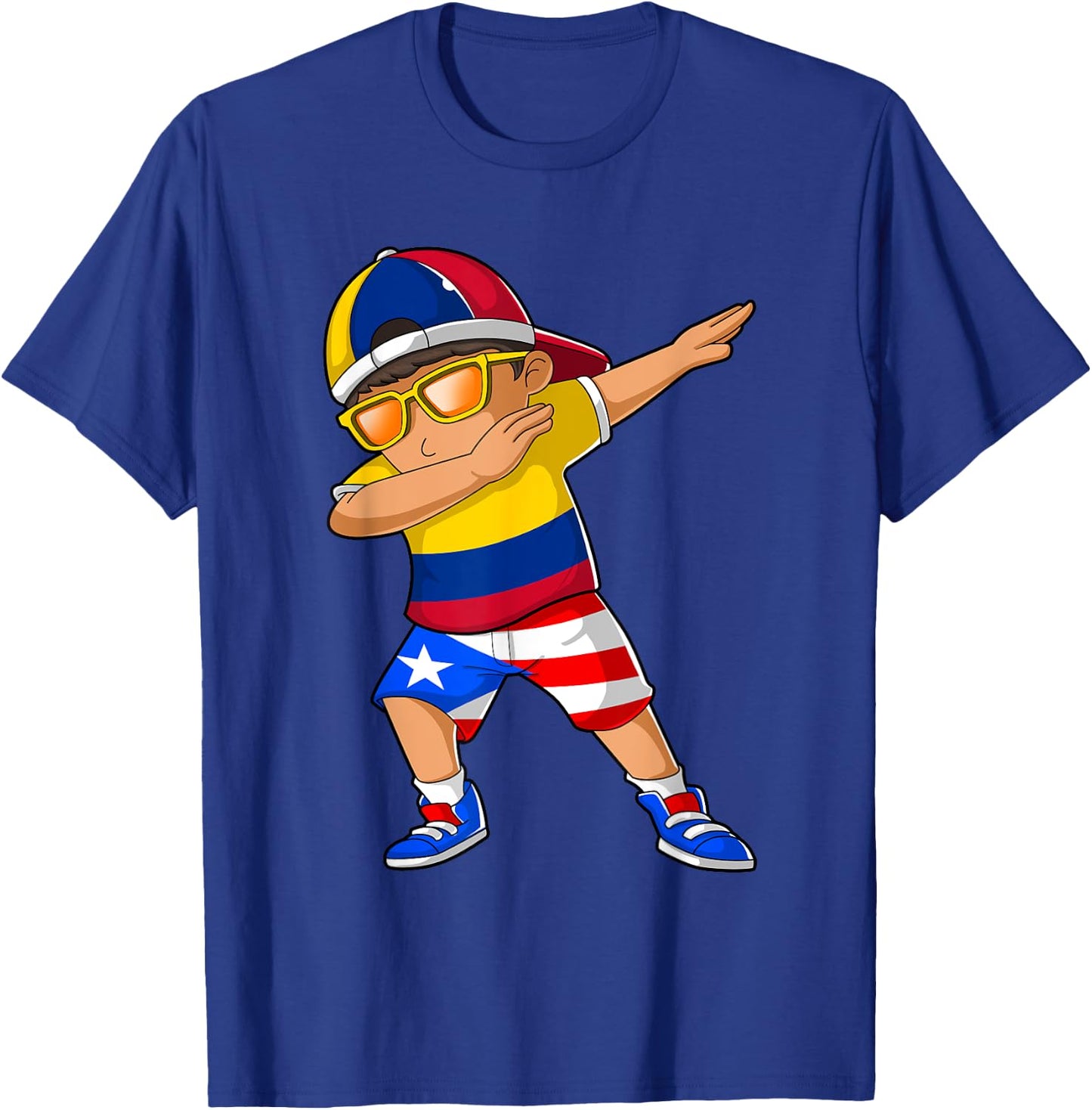 Half Colombian Half Puerto Rican Boy Colombia Flag T-Shirt - T-Shirt | Royal