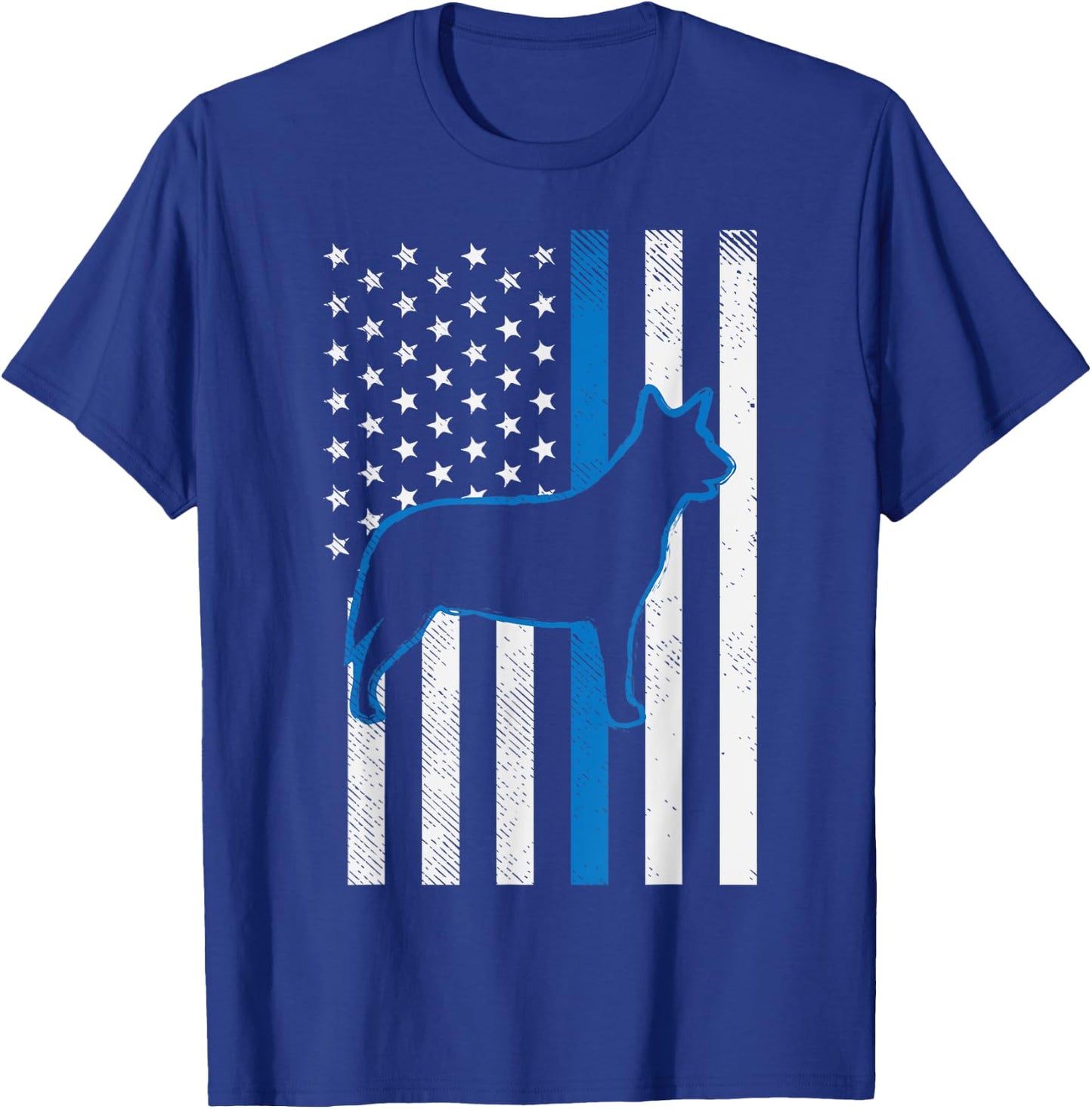 Thin Blue Line US Flag Heeler Police Cattle Dog Patriot Gift Men Women Kids T-Shirt - T-Shirt | Royal