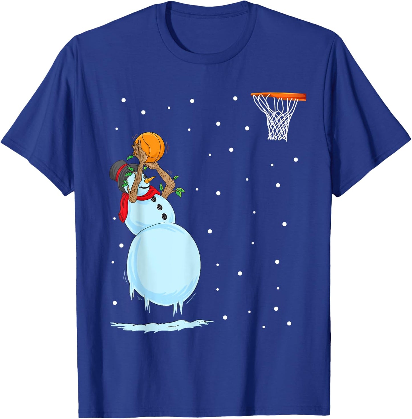 Funny Snowman Basketball Christmas T-Shirt - T-Shirt | Royal