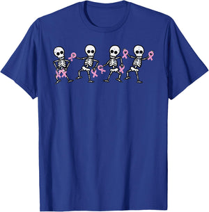 Breast Cancer Skeletons Dancing Awareness Men Women Kids T-Shirt - T-Shirt | Royal