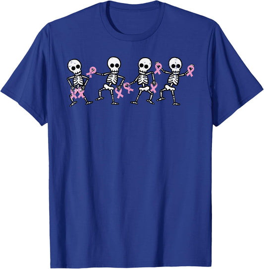 Breast Cancer Skeletons Dancing Awareness Men Women Kids T-Shirt - T-Shirt | Royal