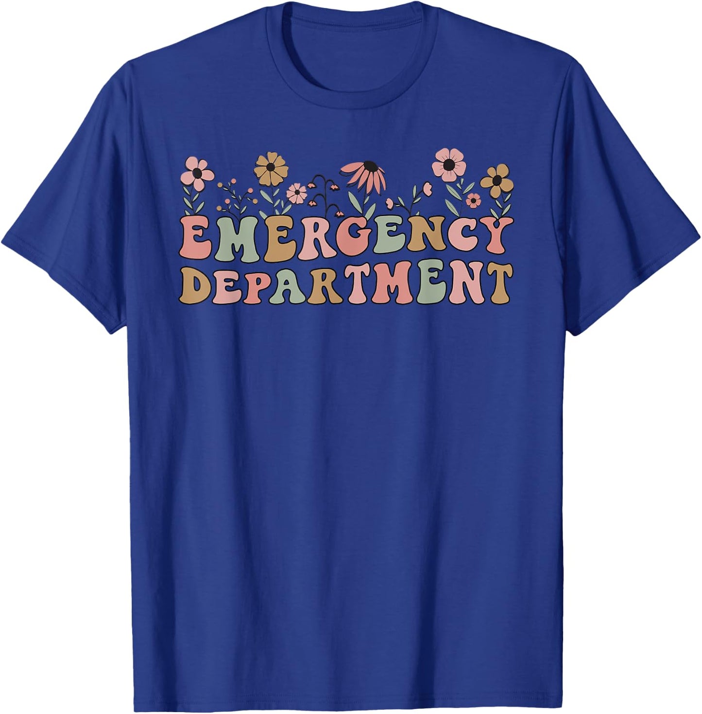 Emergency Department Room ER Nurse Retro Floral T-Shirt - T-Shirt | Royal