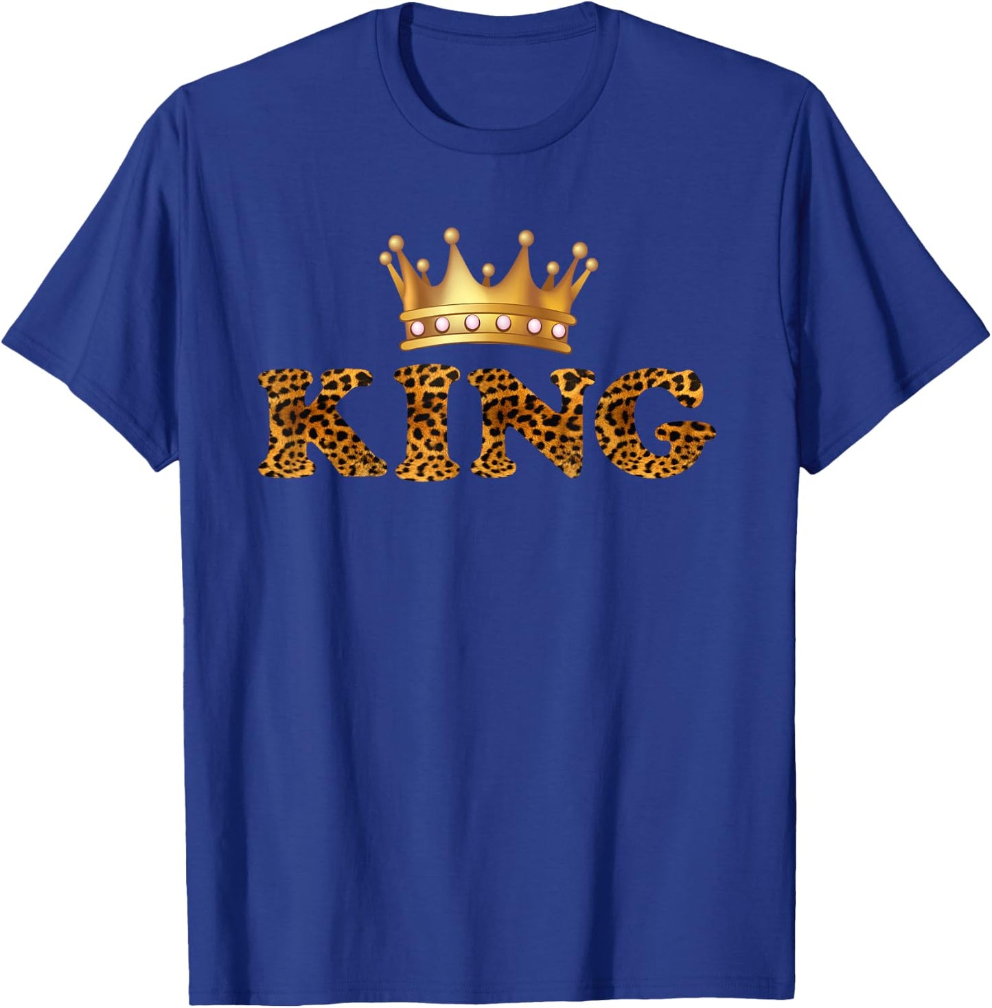 Cheetah Print King Queen Pajamas Couples Matching Tops Men T-Shirt - T-Shirt | Royal