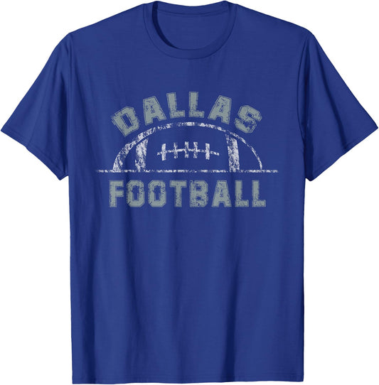 Dallas Football | End Zone Game Day Distressed Vintage T-Shirt - T-Shirt | Royal