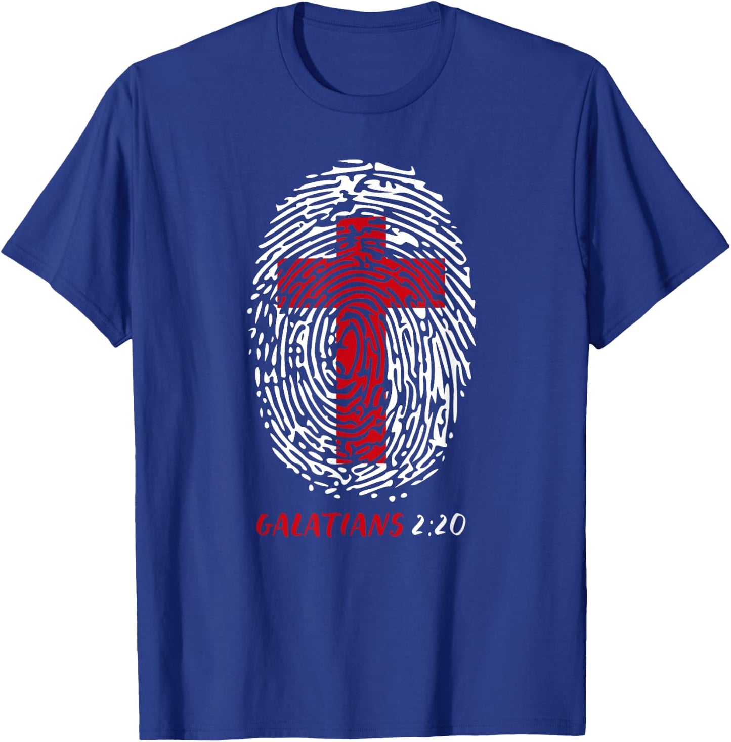 Galatians 2:20 - My Identity in Christ Cross in Thumbprint T-Shirt - T-Shirt | Royal