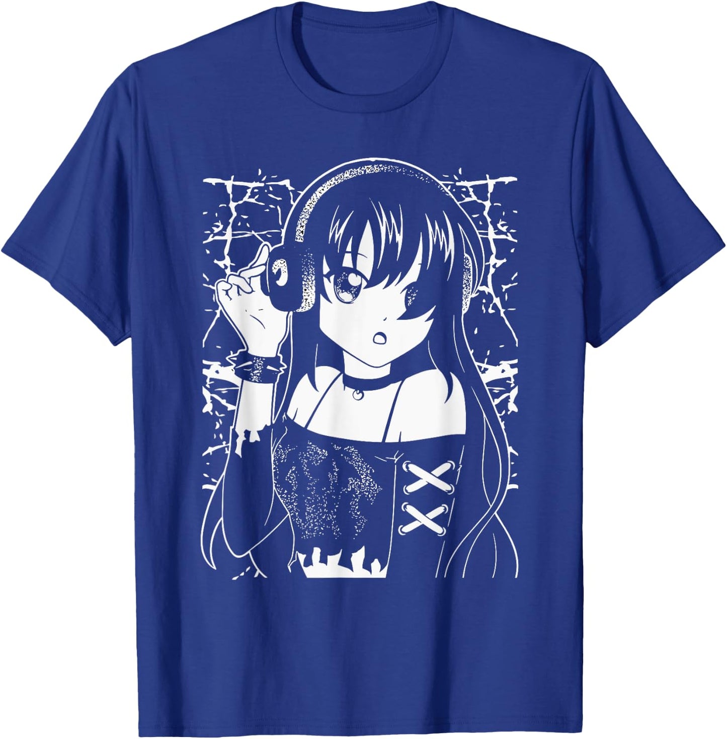 Anime Music Enthusiast Anime Girl with Headphones Gothic T-Shirt - T-Shirt | Royal